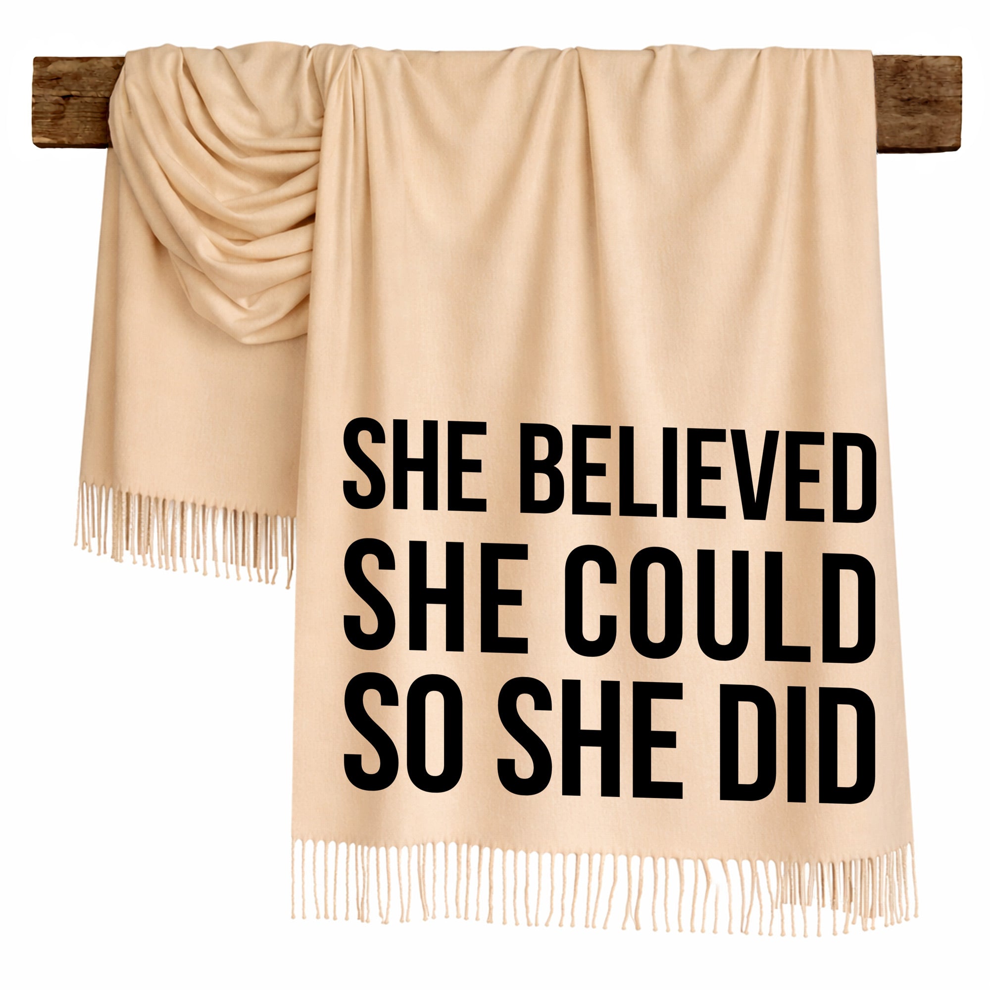 She Believed She Could, So She Did - Scarf , Black Font