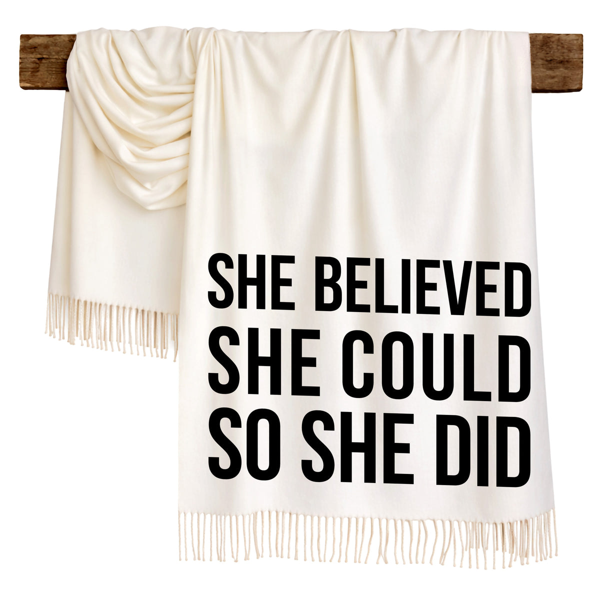 She Believed She Could, So She Did - Scarf , Black Font